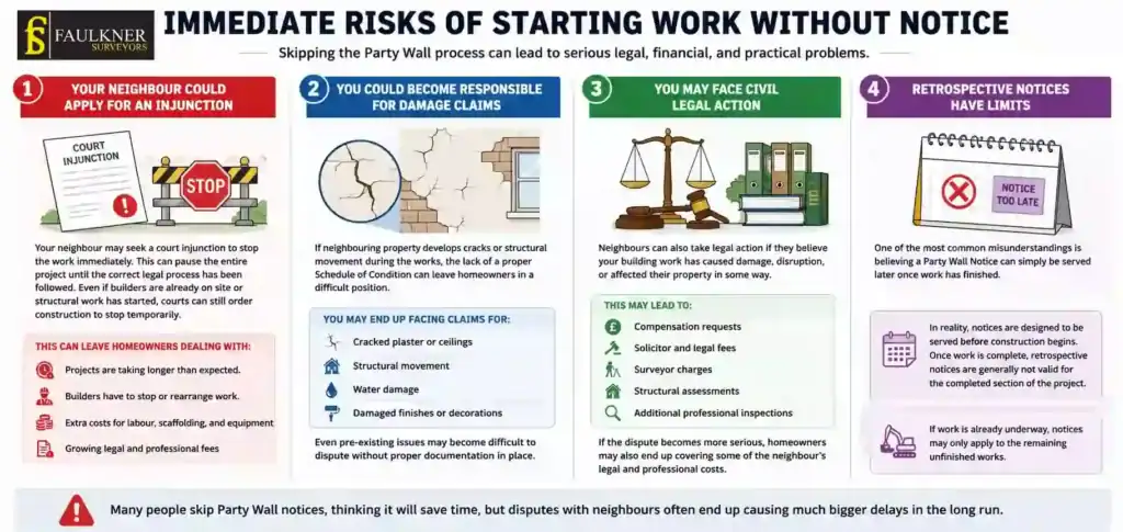 What Happens If You Start Work Without a Party Wall Notice? 1 Immediate Risks of Starting Work Without Party Wall Notice Islington
